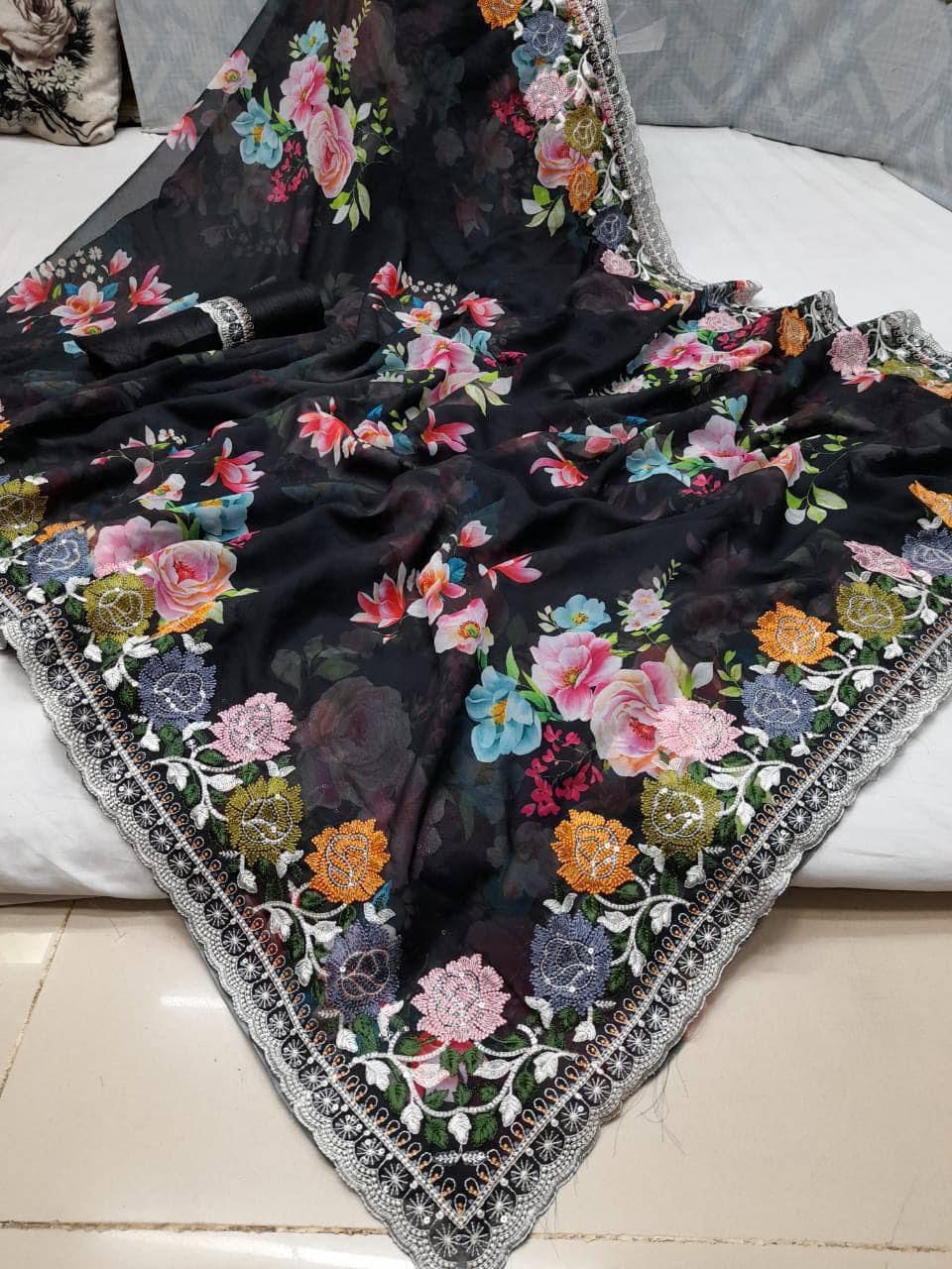 BT 3068 Georgette Party Wear Sarees Wholesale Clothing Suppliers In India